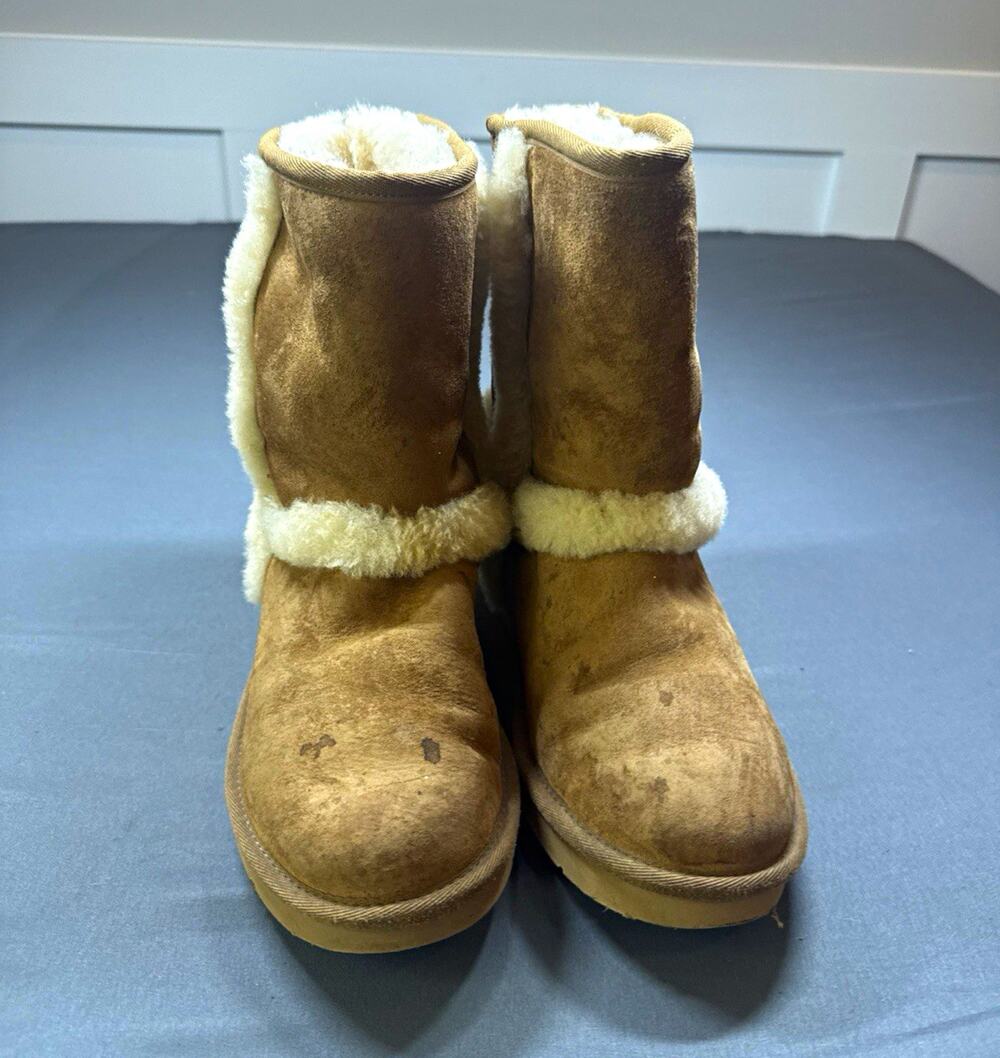 UGG Sundance II Brown Suede Sheepskin Lined Mid-Calf Pull On Boots Women 7